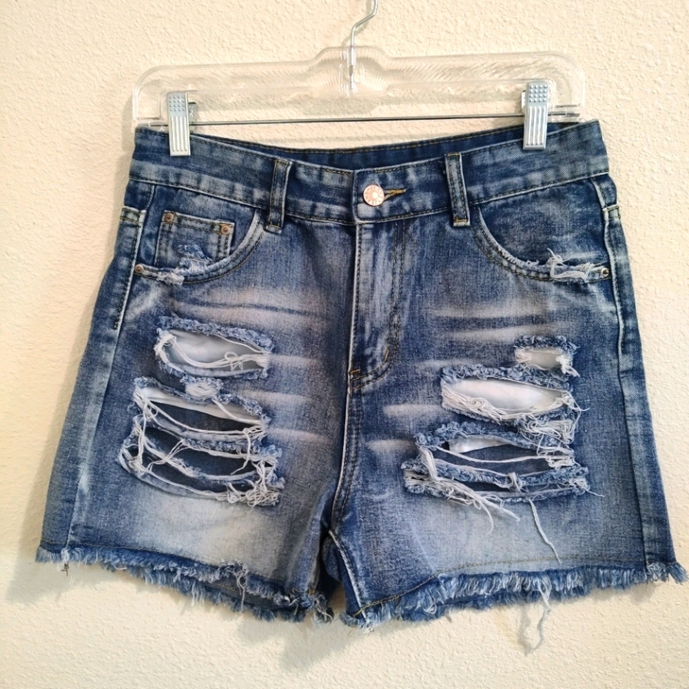 Womens High Waisted Jean Shorts Size Medium Distressed Ripped Summer  Casual